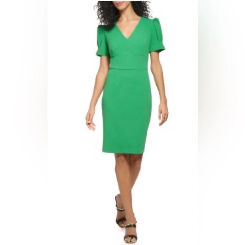 DKNY Sheath Scuba Green Dress - Picture 2 of 2